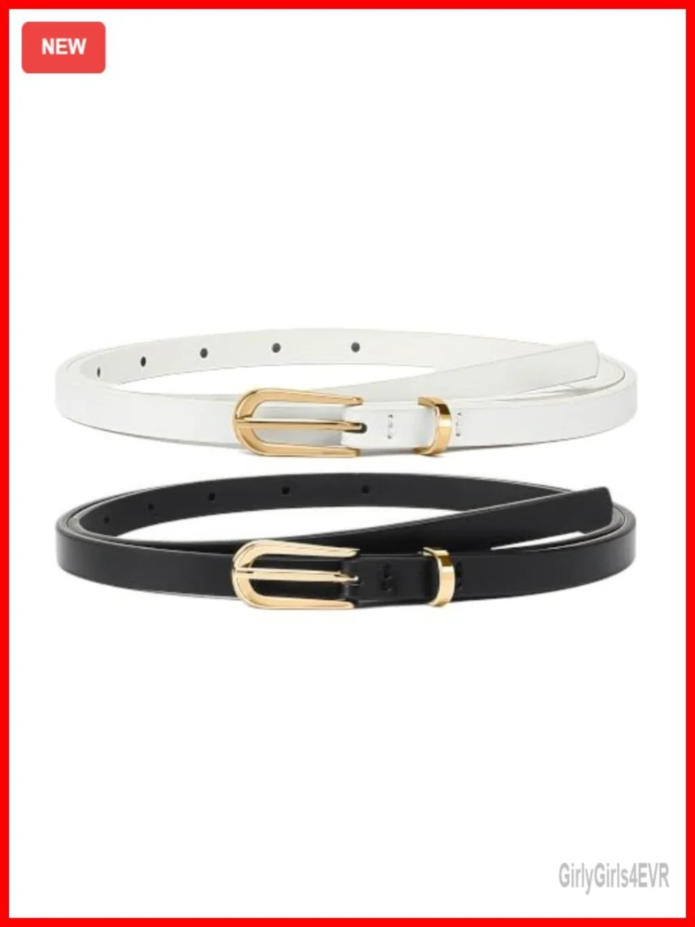 4 Pack Thin Belts Faux Leather Skinny Waist Belt for Women Jeans Dress Pants